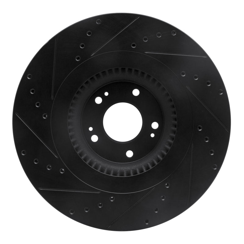 R1 Concepts R1 12-17 Genesis G80 Front Right Drilled & Slotted Black Brake Rotor