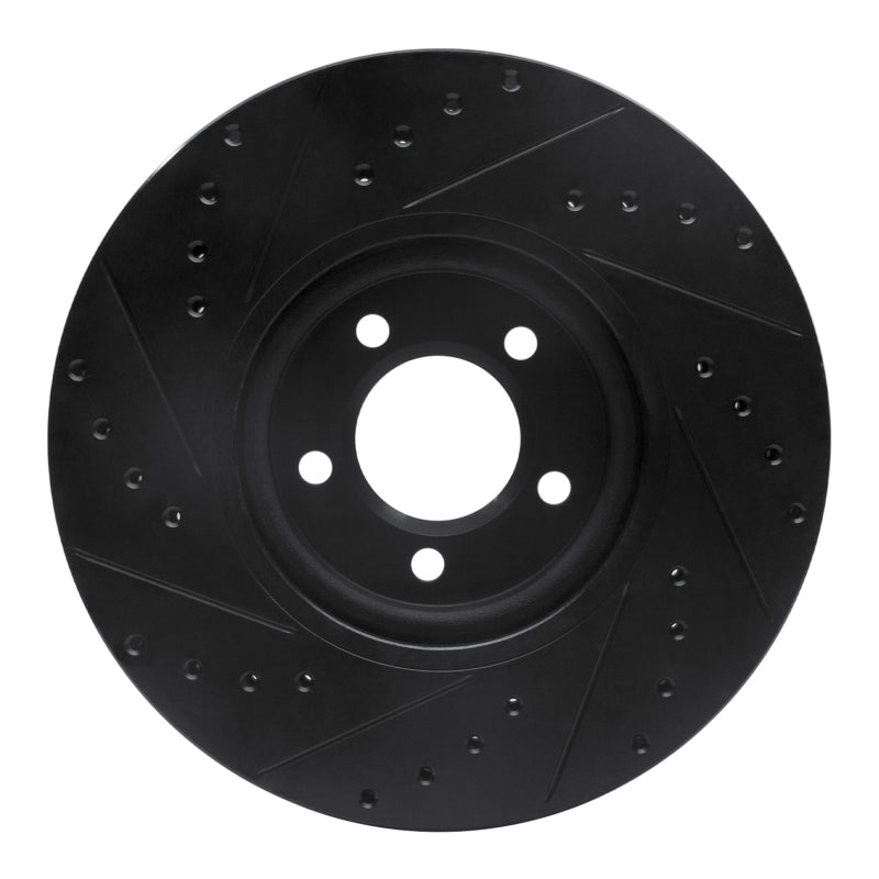 R1 Concepts R1 03-05 Jaguar Vanden Plas Front Right Drilled & Slotted Black Brake Rotor
