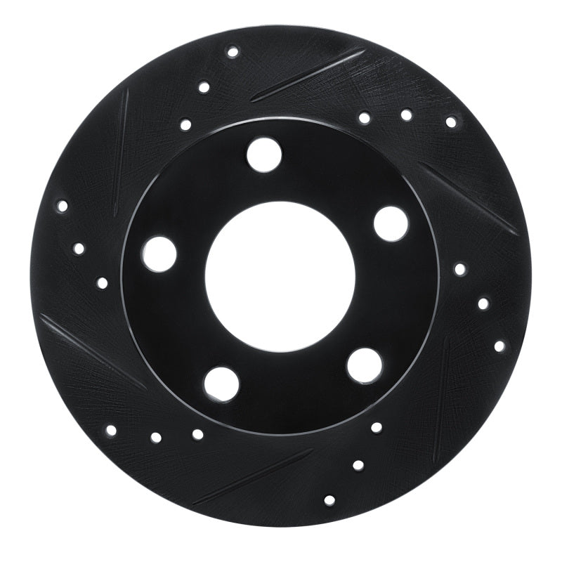 R1 Concepts R1 80-91 Audi 5000S Rear Left Drilled & Slotted Black Brake Rotor