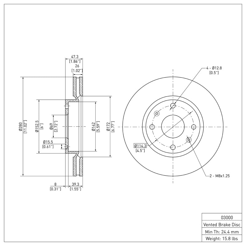 DFC 02-06 Hyundai Sonata Front GeoSPEC Coated Rotor