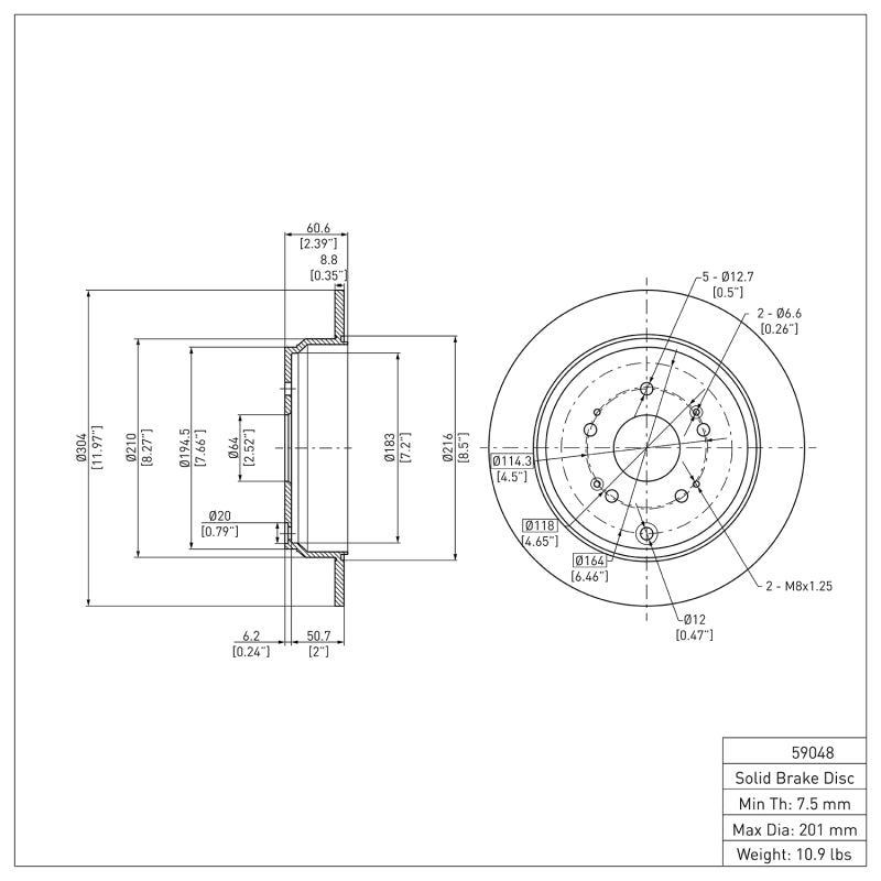 DFC 05-18 Acura RDX Rear Brake Rotor