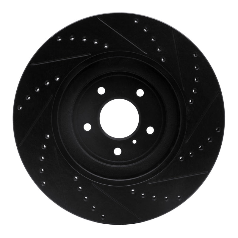 R1 Concepts R1 08-25 Infiniti QX70 Front Left Drilled & Slotted Black Brake Rotor