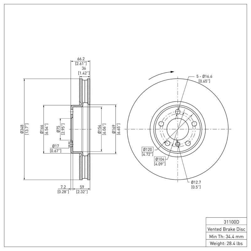 DFC 10-18 BMW 550i Right Front Brake Rotor
