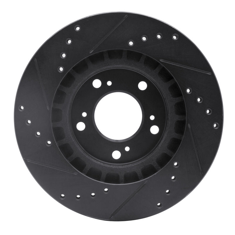 R1 Concepts R1 00-09 Honda S2000 Front Right Drilled & Slotted Black Brake Rotor