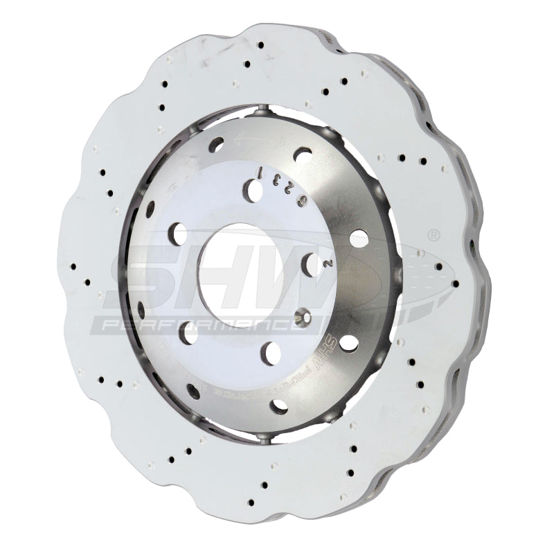 SHW Performance SHW 13-15 Audi RS5 4.2L Rear Drilled-Dimpled Lightweight Wavy Brake Rotor (8T0615601A)
