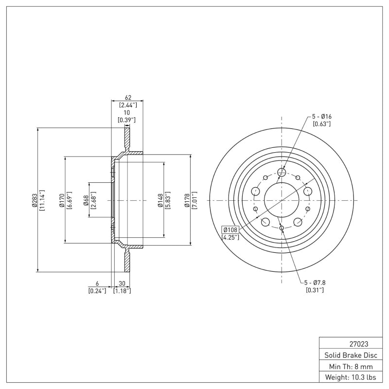 DFC 98-00 Volvo S70/V70 Rear Brake Rotor
