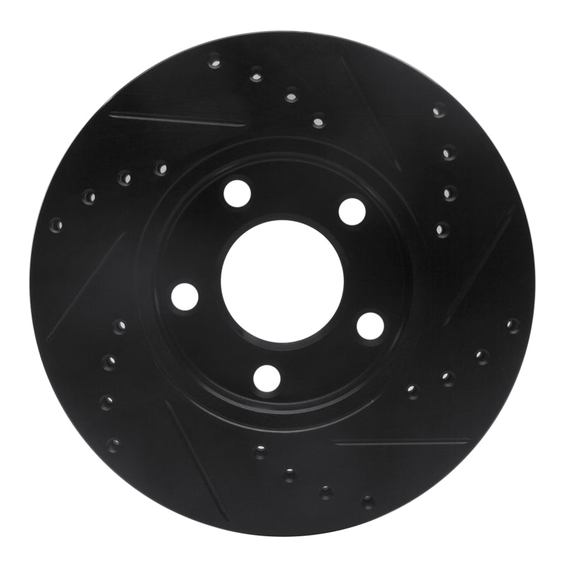 R1 Concepts R1 94-04 Ford Mustang Front Left Drilled & Slotted Black Brake Rotor