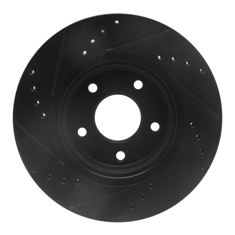 R1 Concepts R1 14-23 Nissan Rogue Front Right Drilled & Slotted Black Brake Rotor