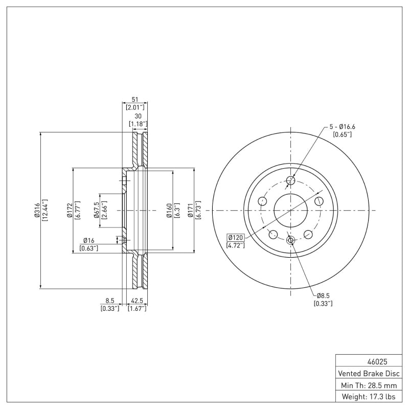 DFC 08-14 Cadillac CTS Front GeoSPEC Coated Rotor