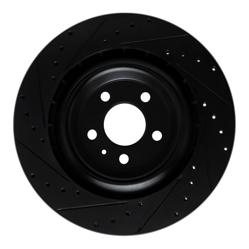R1 Concepts R1 15-18 Porsche Macan Rear Right Drilled & Slotted Black Brake Rotor