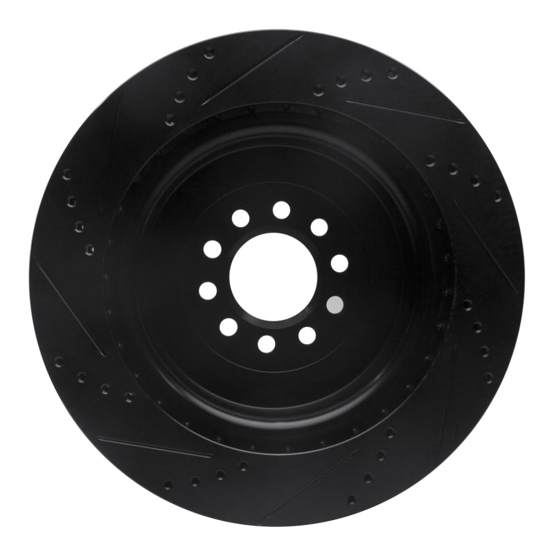 R1 Concepts R1 03-05 Jaguar S-Type Front Right Drilled & Slotted Black Brake Rotor