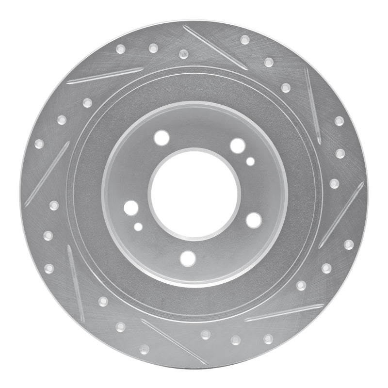 R1 Concepts R1 17-23 Hyundai Kona EV Rear Left Drilled & Slotted Silver Brake Rotor