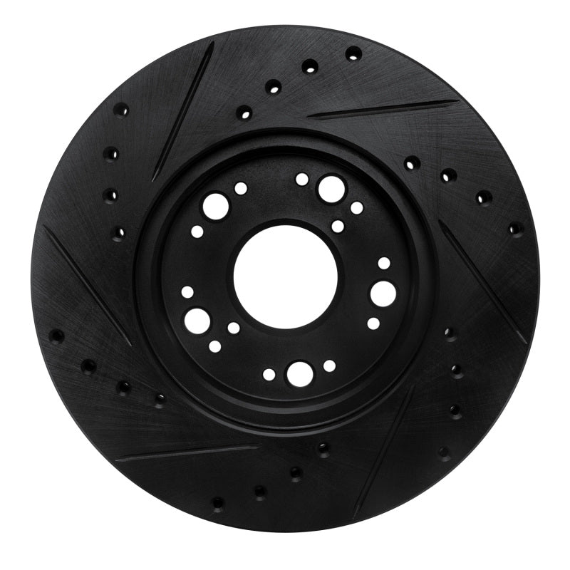 R1 Concepts R1 90-90 Lexus LS400 Front Right Drilled & Slotted Black Brake Rotor