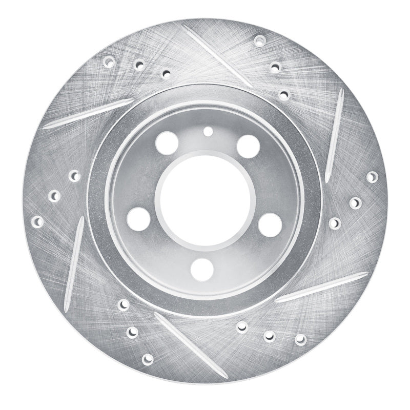 R1 Concepts R1 00-06 Audi TT Quattro Rear Left Drilled & Slotted Silver Brake Rotor