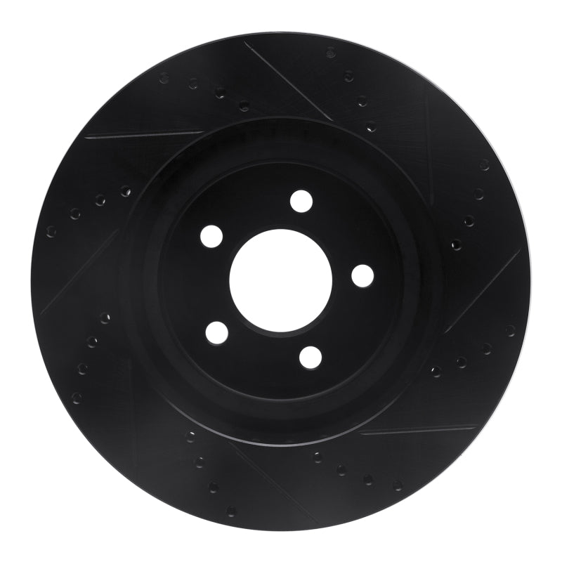 R1 Concepts R1 94-04 Ford Mustang Front Left Drilled & Slotted Black Brake Rotor