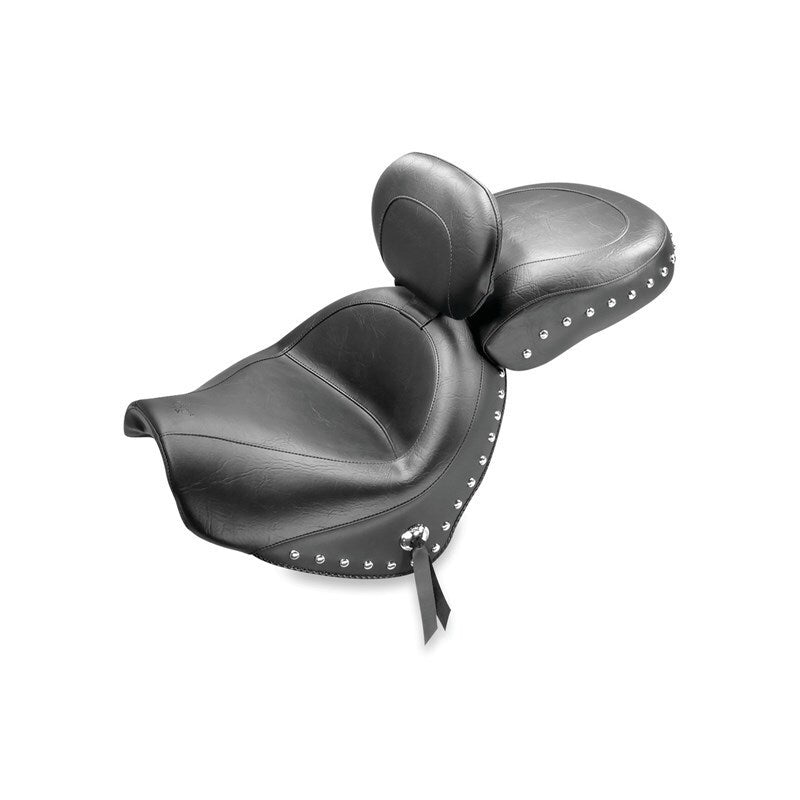 Mustang Motorcycle Mustang 09-21 Suzuki Boulevard C50/C50T Standard Touring 2PC Seat w/Driver Backrest w/Studs - Black