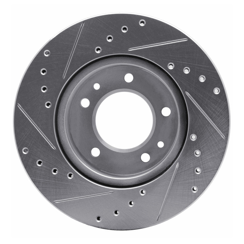 R1 Concepts R1 86-91 Mazda RX-7 Front Right Drilled & Slotted Silver Brake Rotor