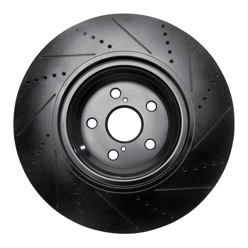 R1 Concepts R1 10-17 Lexus LS460 Right Front Drilled & Slotted Black Brake Rotor