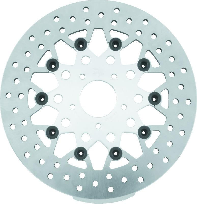 TwinPower Twin Power 08-13 FLH FLT 08-16 FLHR 06-17 Dyna Front 11.8 Floating Mesh Rotor Silver