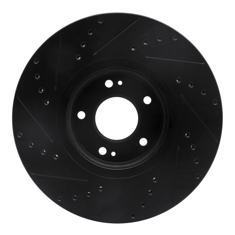 R1 Concepts R1 07-12 Hyundai Veracruz Front Right Drilled & Slotted Black Brake Rotor