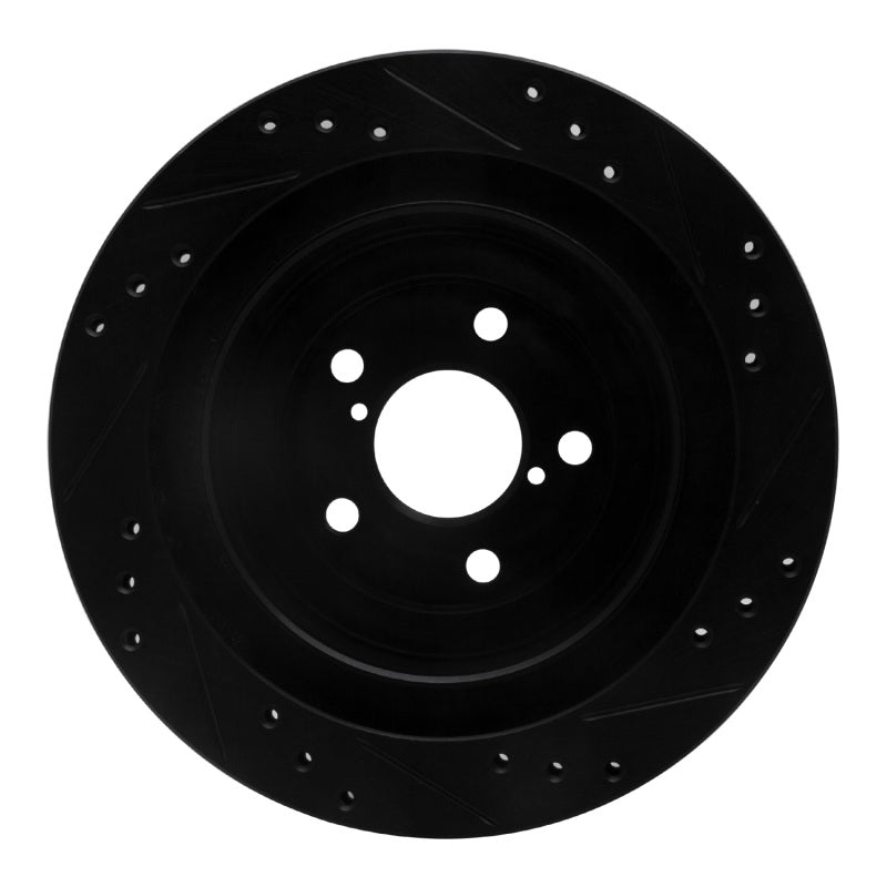R1 Concepts R1 05-09 Subaru Legacy Rear Left Drilled & Slotted Black Brake Rotor