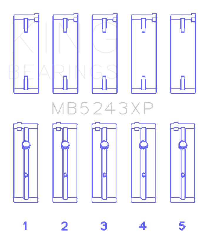 King Engine Bearings Nissan SR20DE/DET (2.0L) (Size .50) Performance Main Bearing Set
