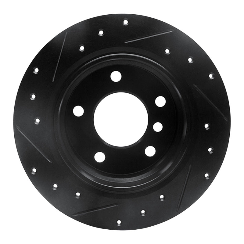 R1 Concepts R1 95-99 BMW 318TI Rear Right Drilled & Slotted Black Brake Rotor