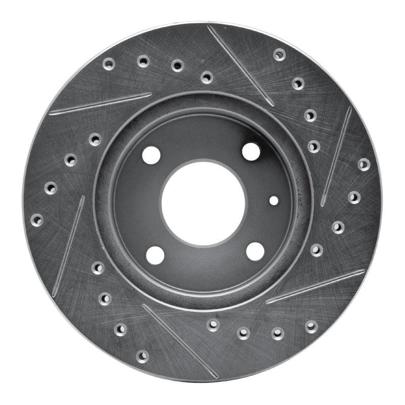 R1 Concepts R1 85-89 Merkur XR4TI Front Left Drilled & Slotted Silver Brake Rotor
