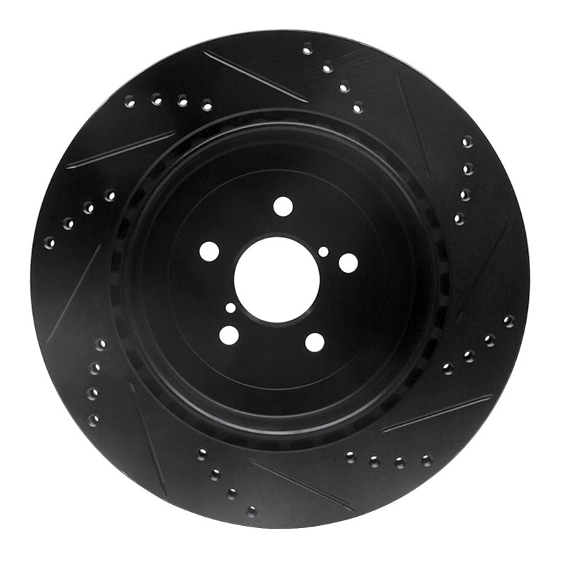 R1 Concepts R1 03-04 Subaru Impreza Rear Left Drilled & Slotted Black Brake Rotor
