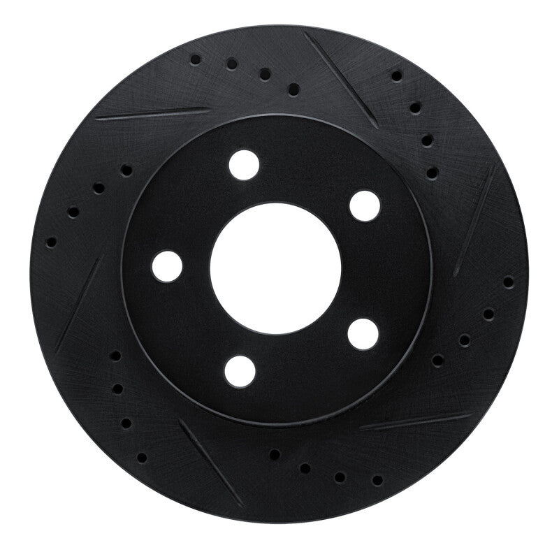 R1 Concepts R1 86-92 Ford Taurus SHO Front Right Drilled & Slotted Black Brake Rotor