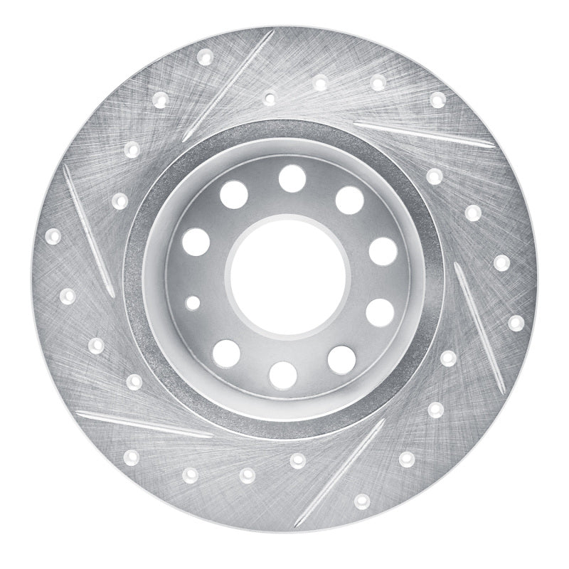 R1 Concepts R1 17-25 Audi Q2 (Mexico) Rear Right Drilled & Slotted Silver Brake Rotor