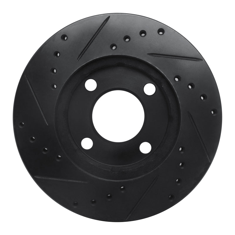 R1 Concepts R1 78-92 Audi 80 Front Right Drilled & Slotted Black Brake Rotor