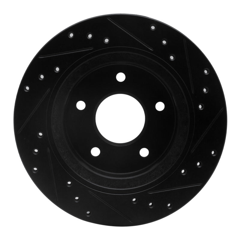 R1 Concepts R1 87-89 Nissan 300ZX Turbo Rear Left Drilled & Slotted Black Brake Rotor