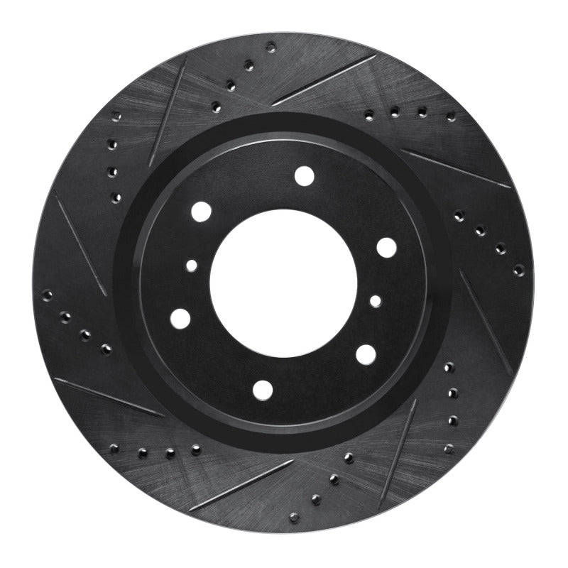 R1 Concepts R1 08-17 Mitsubishi Montero Limited (Mexico) Front Left Drilled & Slotted Black Brake Rotor