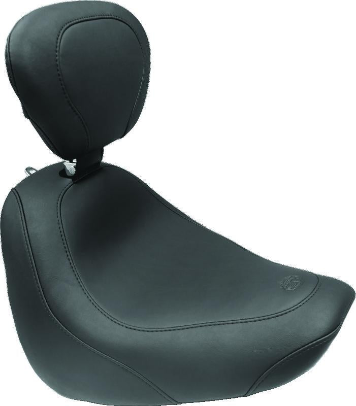 Mustang Motorcycle Mustang 18-21 Harley Fat Bob Wide Tripper Solo Seat w/ Driver Backrest - Black