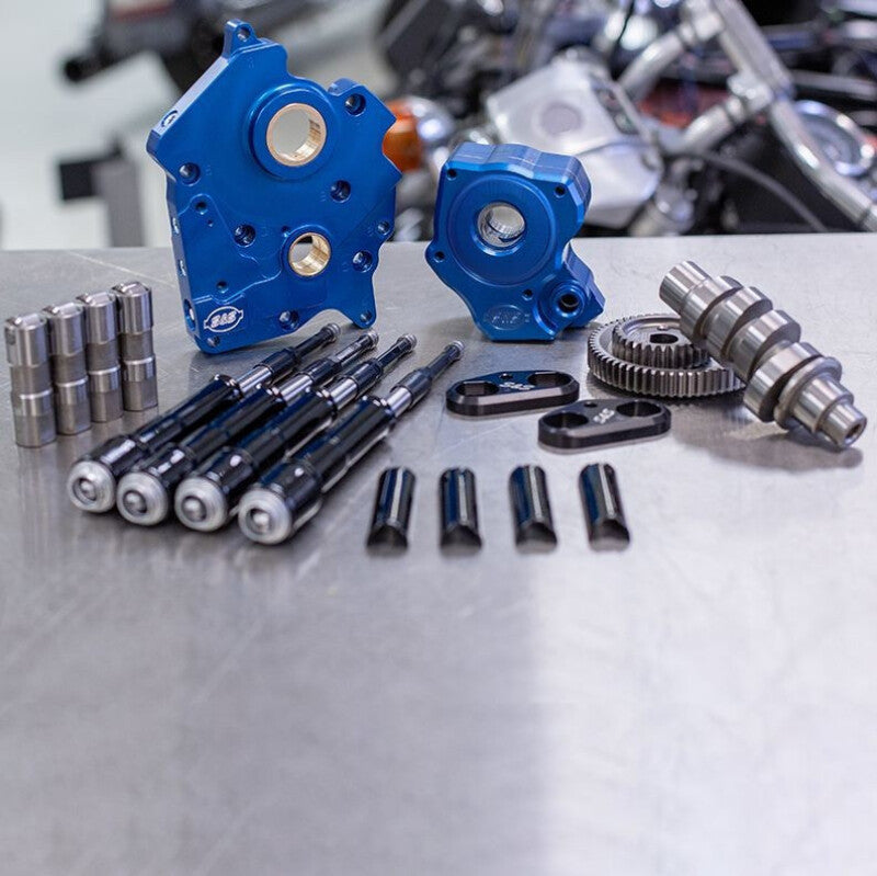 S&S Cycle 2017+ M8 Models Gear Drive 475G Cam Chest Kit w/ Blk Pushrod Tubes - WC - Incl. VVT