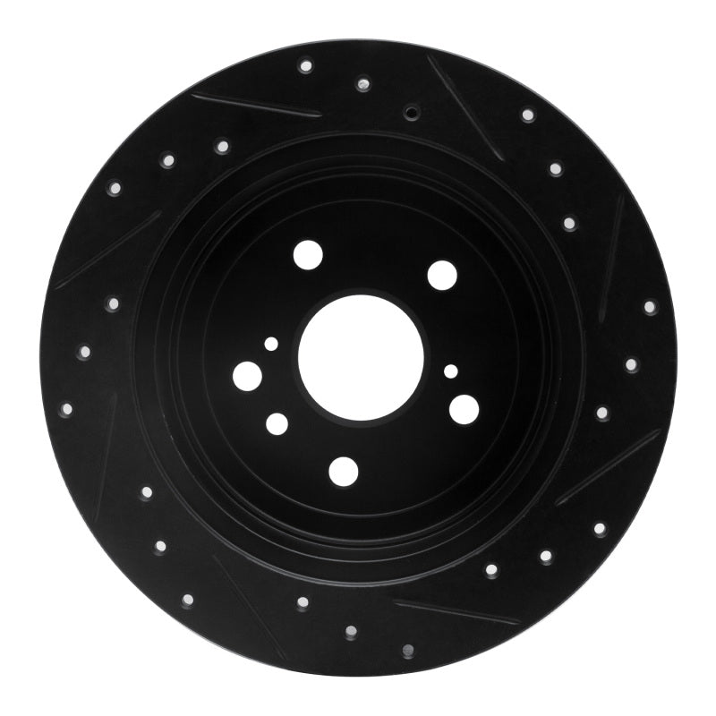 R1 Concepts R1 09-15 Toyota Venza Rear Left Drilled & Slotted Black Brake Rotor