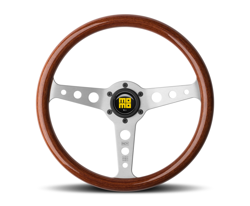 Momo Indy Steering Wheel 350 mm - Mahogany Wood/Brushed Spokes