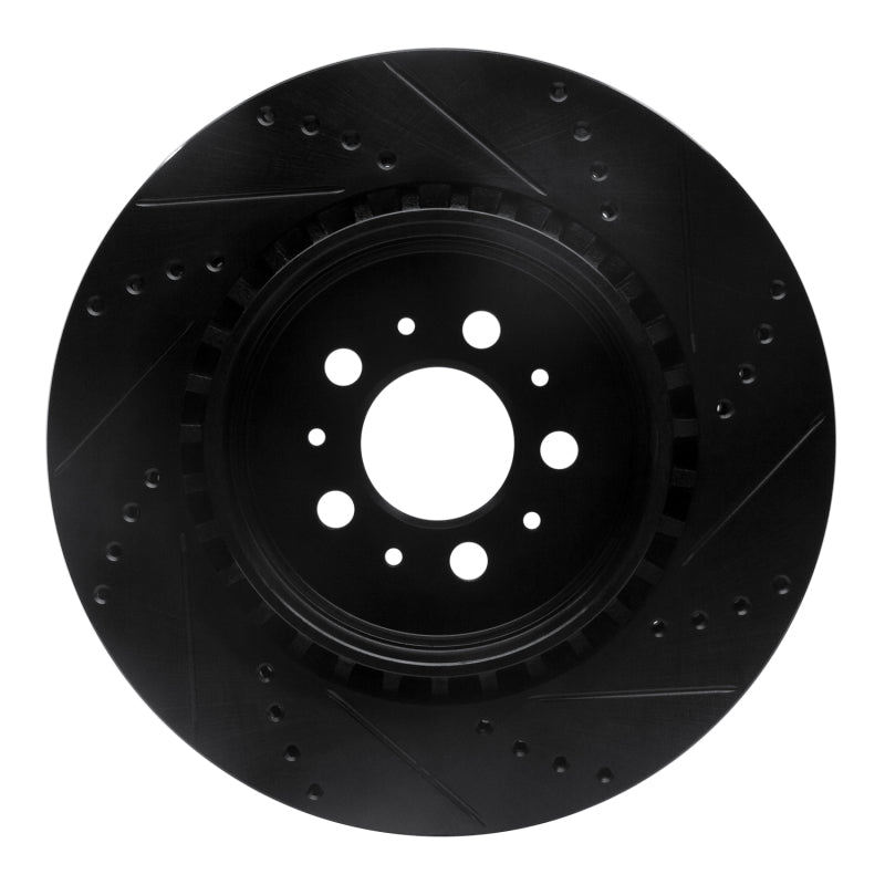 R1 Concepts R1 04-07 Volvo V70 Rear Left Drilled & Slotted Black Brake Rotor