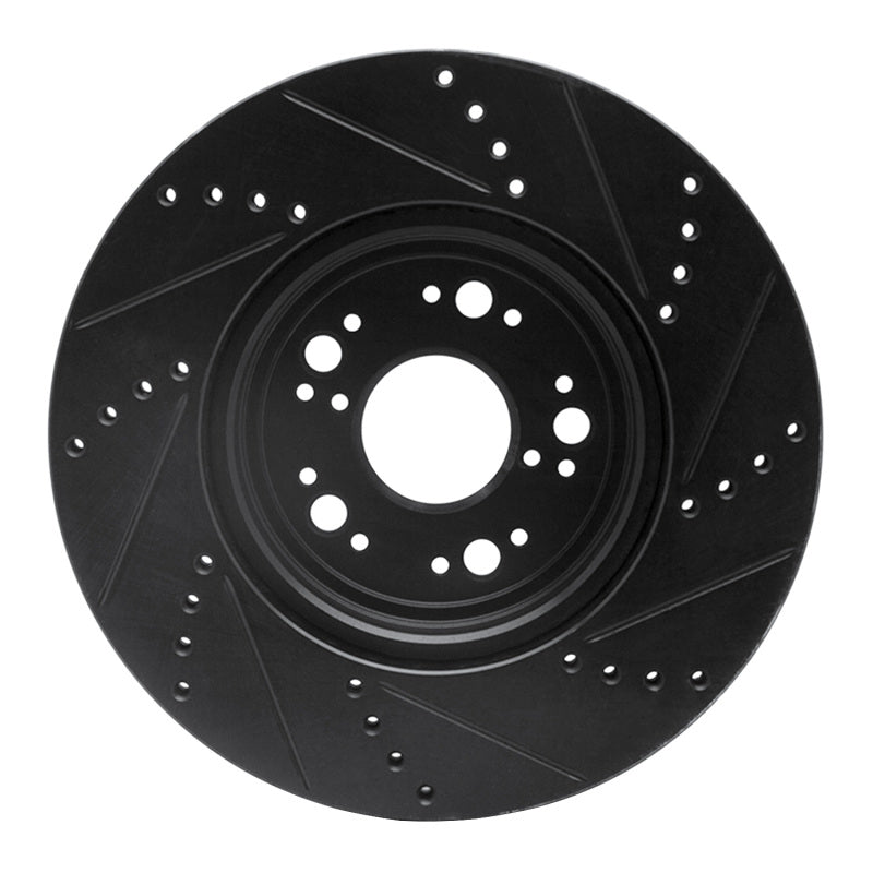 R1 Concepts R1 95-00 Lexus LS400 Front Left Drilled & Slotted Black Brake Rotor