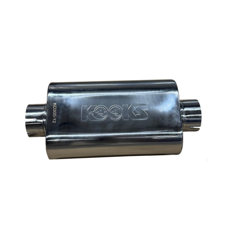 Kooks Headers Kooks 3in Oval Clamp In Center/Center Muffler 12in Long Body Polished Stainless Steel
