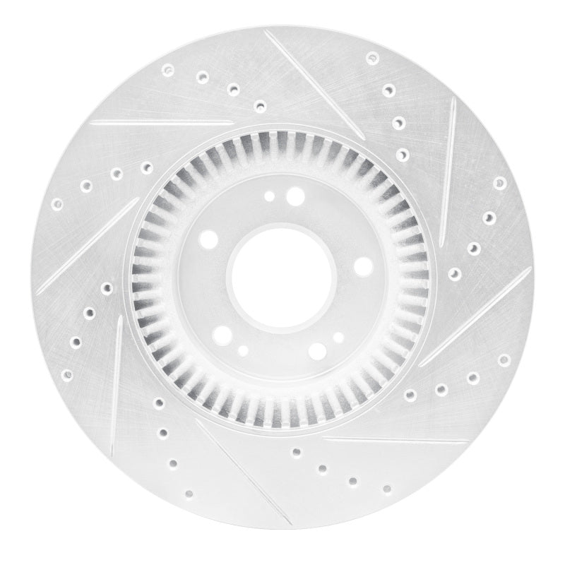 R1 Concepts R1 09-14 Hyundai Genesis Sedan Front Left Drilled & Slotted Silver Brake Rotor