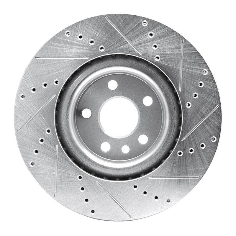 R1 Concepts R1 15-19 Jaguar E-Pace Front Left Drilled & Slotted Silver Brake Rotor