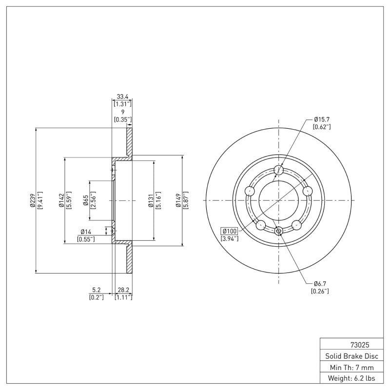 DFC 01-06 Audi TT Quattro Rear Brake Rotor