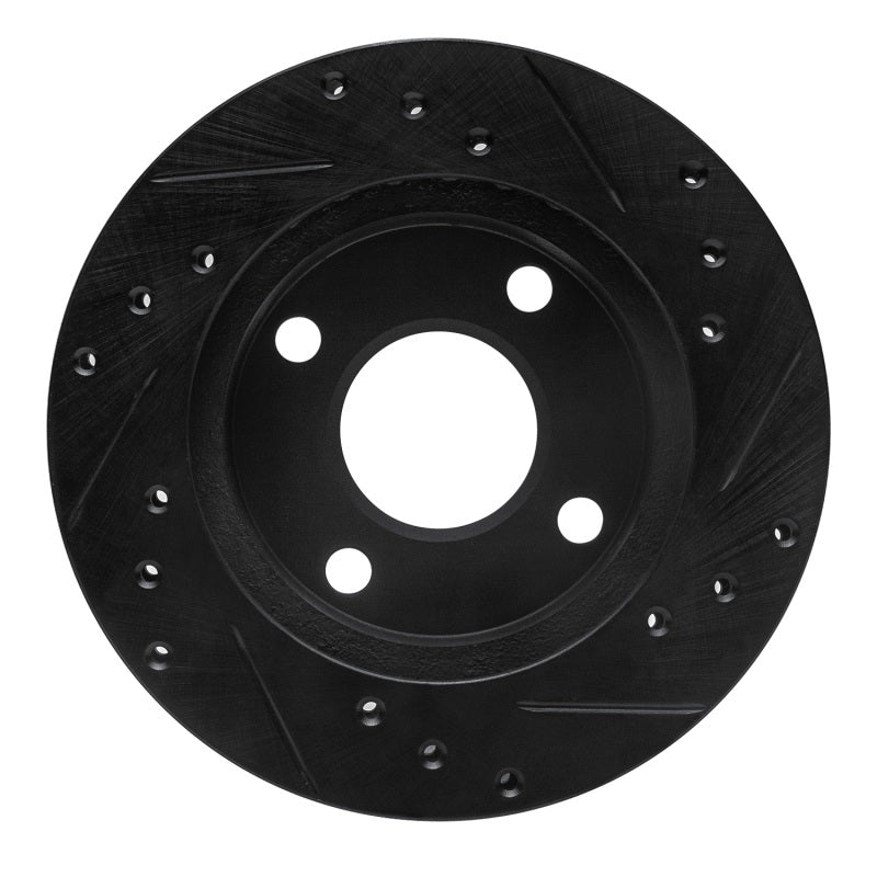 R1 Concepts R1 81-94 Ford Escort Front Left Drilled & Slotted Black Brake Rotor