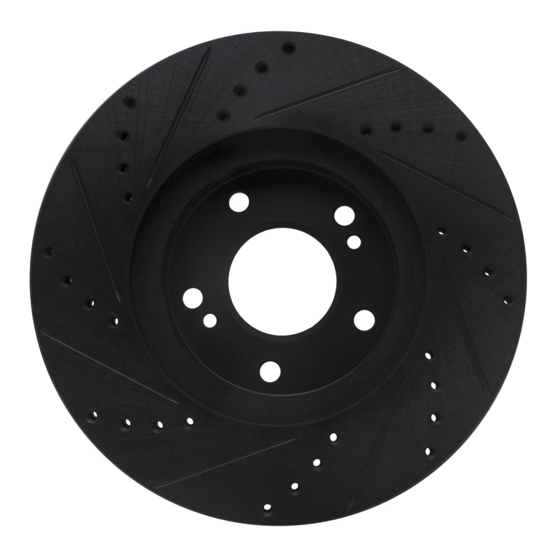 R1 Concepts R1 97-01 Infiniti Q45 Front Right Drilled & Slotted Black Brake Rotor