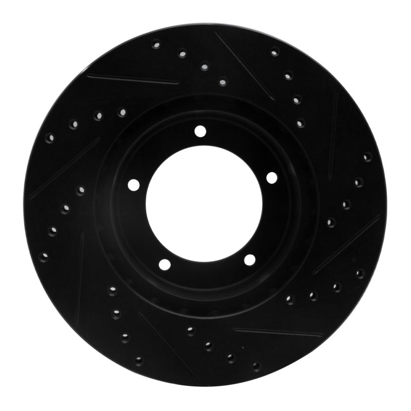R1 Concepts R1 90-16 Land Rover Defender 90 Front Left Drilled & Slotted Black Brake Rotor