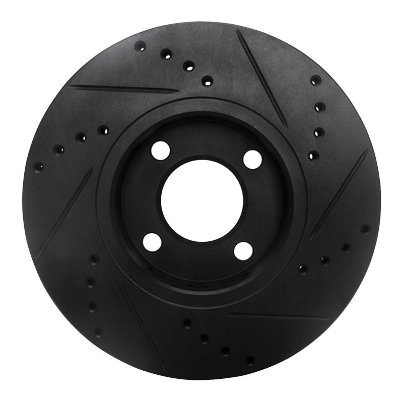 R1 Concepts R1 90-91 Audi 90 Quattro Front Left Drilled & Slotted Black Brake Rotor