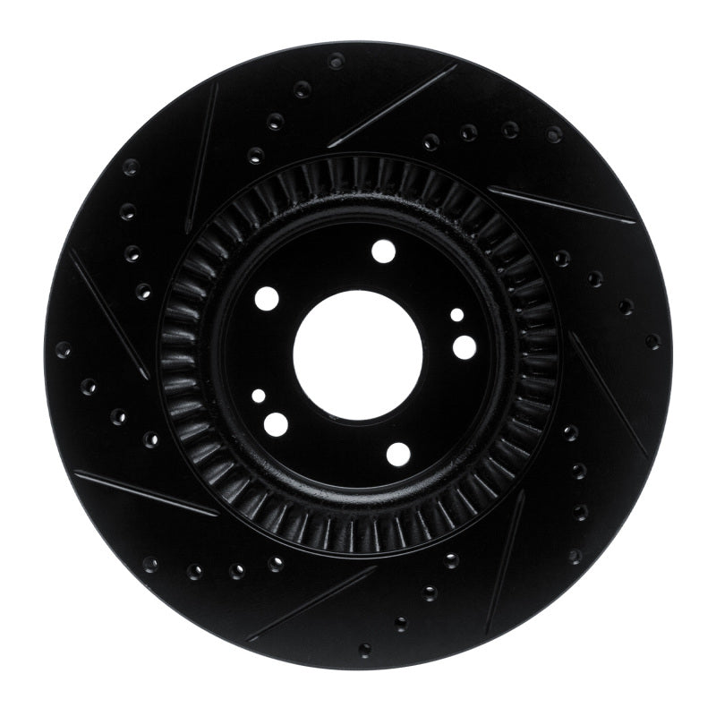 R1 Concepts R1 13-20 Hyundai Santa Fe XL Front Right Drilled & Slotted Black Brake Rotor