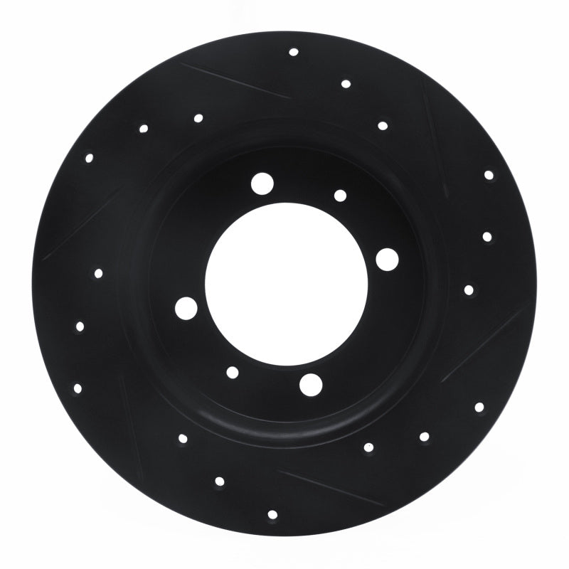 R1 Concepts R1 88-93 Dodge 2000 GTX Rear Left Drilled & Slotted Black Brake Rotor